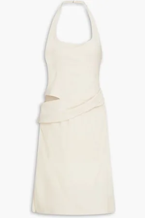 Jacquemus Hielo cutout draped wool-blend halterneck dress - White