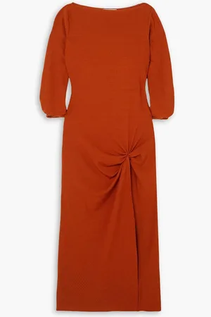 Reformation Belmont gathered ribbed stretch-TENCEL Lyocell jersey midi dress - Red