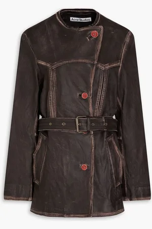 Acne Studios Belted leather jacket - Brown