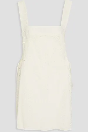 Marysia Waikiki tie-detailed broderie anglaise cotton mini dress - White