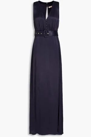 by Ti Mo Belted satin-crepe maxi dress - Blue