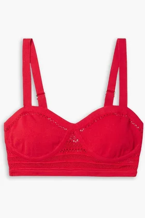 Interior The Juliet pointelle-knit cotton-blend bra top