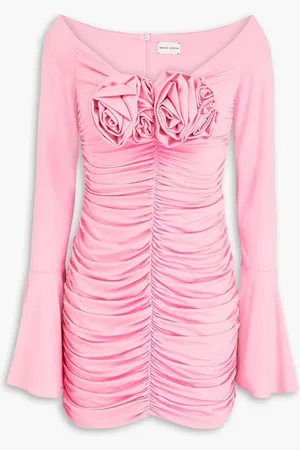 MAGDA BUTRYM Off-the-shoulder appliquéd stretch-crepe mini dress - Pink