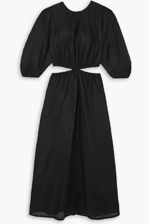 FAITHFULL THE BRAND Hielo cutout gathered linen midi dress