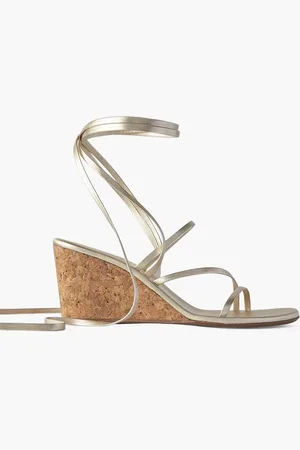Ancient Greek Sandals Lithi metallic leather wedge sandals - Metallic
