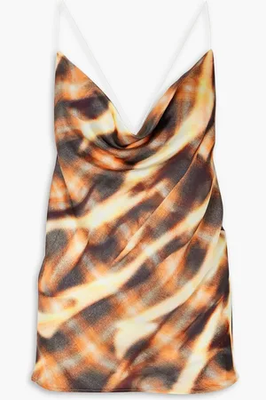 Y / PROJECT Open-back draped printed satin top