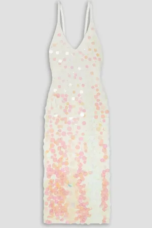 Christopher John Rogers Sequin-embellished wool midi dress - White