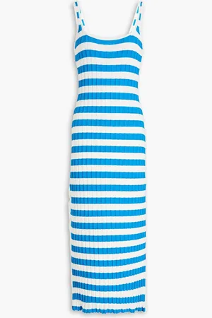 Solid The Kimberly striped ribbed-knit midi dress - Blue
