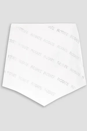 ROTATE Cropped strapless crystal-embellished cotton-poplin top