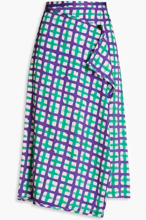 3.1 Phillip Lim Wrap-effect checked crepe midi skirt