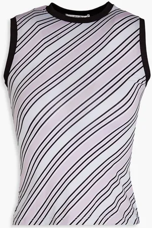 Maisie Wilen Striped stretch-jersey tank - Purple