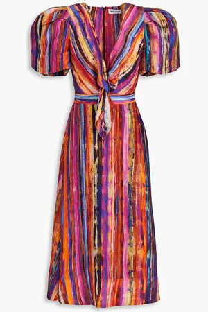 Rebecca Vallance Knotted striped gauze midi dress