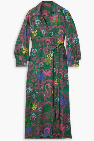 AZ FACTORY Printed silk-satin maxi wrap dress