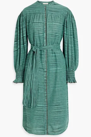 ULLA JOHNSON Fiora striped cotton-voile midi dress - Blue