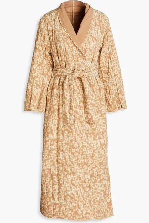 By Malene Birger Robanna belted printed quilted crepe coat - Neutral