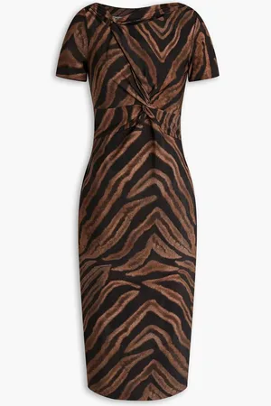 CHIARA BONI Cahetel printed twisted scuba midi dress