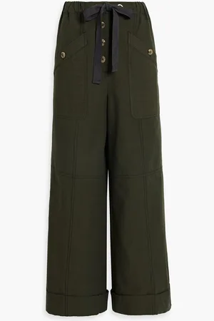 ULLA JOHNSON Kirkley striped cotton wide-leg pants - Green