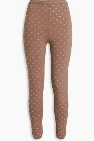 Alexander Wang Crystal-embellished stretch-jersey leggings - Brown
