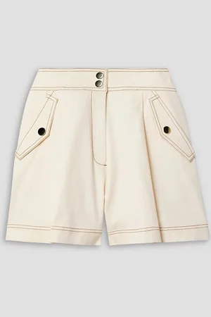 VERONICA BEARD Keita cotton-blend canvas shorts - White
