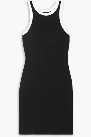 Splits59 Kiki two-tone ribbed stretch-modal jersey tennis dress