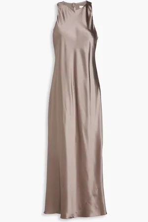tibi Cutout silk-satin midi dress - Metallic
