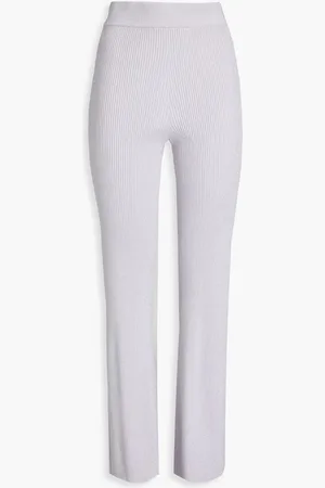 A.L.C. Logan metallic ribbed-knit flared pants - Purple
