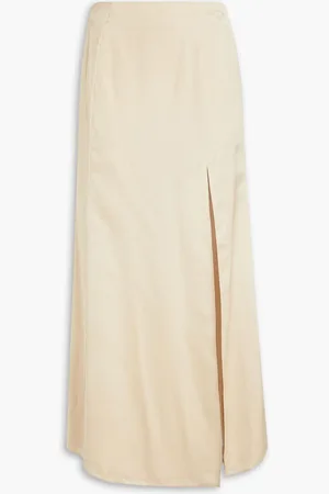 BITE Organic silk satin midi skirt - Neutral