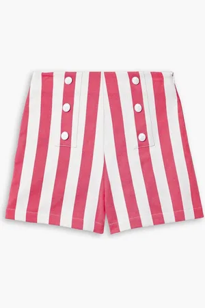 MIGUELINA Ariella striped cotton-twill shorts