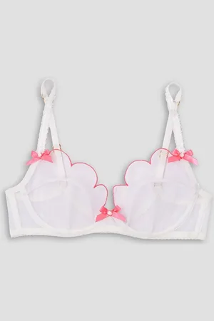 Agent Provocateur Lorna bow-embellished embroidered tulle underwired soft-cup bra