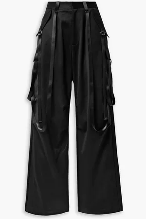 R13 Pleated wool-satin wide-leg cargo pants