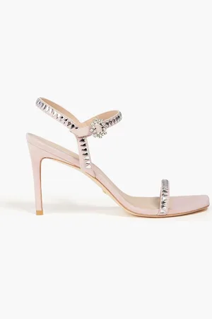 Stuart Weitzman Gemcut 85 crystal-embellished suede sandals - Pink
