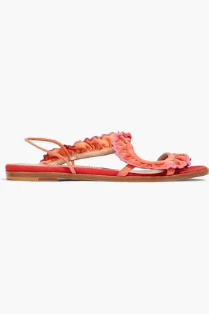 RED(V) Ruffled suede sandals - Orange
