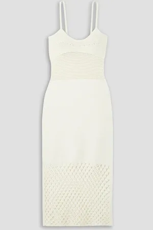 Frame Crochet-knit midi dress - White