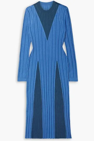 Partow Remy two-tone ribbed cotton-blend midi dress