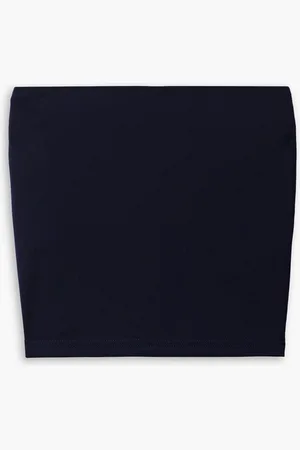 tibi Harlow cropped strapless satin-jersey top - Blue