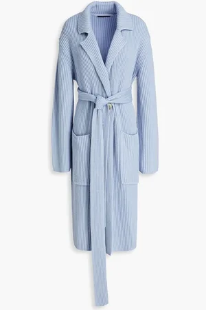 Joseph Ribbed cotton, wool and cashmere-blend coat - Blue