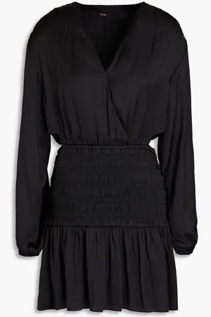 Maje Shirred satin mini dress