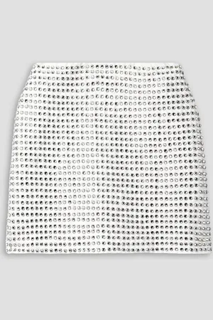ALICE+OLIVIA Alice Olivia - Riley crystal-embellished satin mini skirt