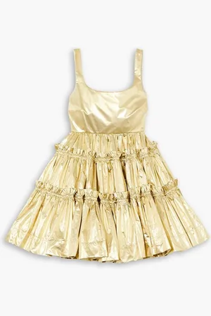 Molly Goddard Selene gathered metallic lamé mini dress - Metallic
