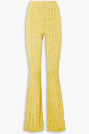 Alessandra Rich Metallic crochet-knit flared pants - Yellow