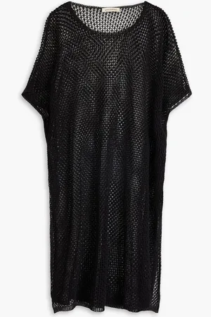 GENTRYPORTOFINO Open-knit cotton-blend poncho