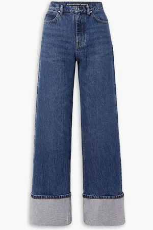 Alexander Wang Crystal-embellished high-rise wide-leg jeans - Blue
