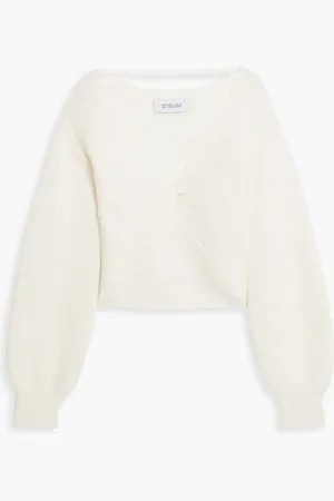 Derek Lam Marnie twist-front brushed ribbed-knit sweater - White
