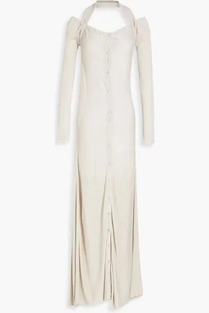 Jacquemus Lagoa cold-shoulder knitted halterneck maxi dress - Gray