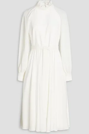 MIKAEL AGHAL Gathered crepe de chine midi dress