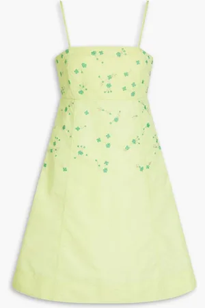 Ganni Embellished taffeta mini dress - Green