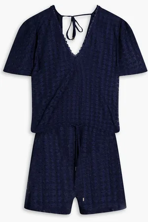 Melissa Odabash Lola crochet-knit playsuit - Blue