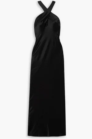 GALVAN Evelyn cutout satin halterneck maxi dress