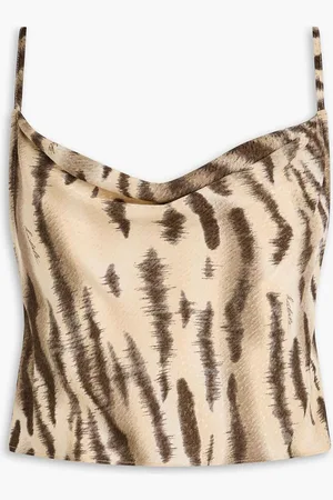 ROTATE Cropped tiger-print jacquard tank - Neutral
