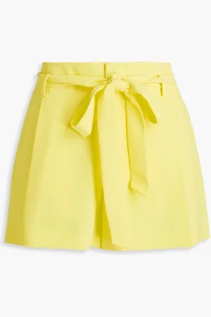 ALICE+OLIVIA Alice Olivia - Steffie belted pleated crepe shorts - Yellow